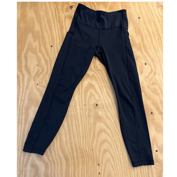 Athleta Black Ultimate Stash Pocket Embossed 7/8 Tight Side/Waist Pocket Size XS - Picture 2 of 16